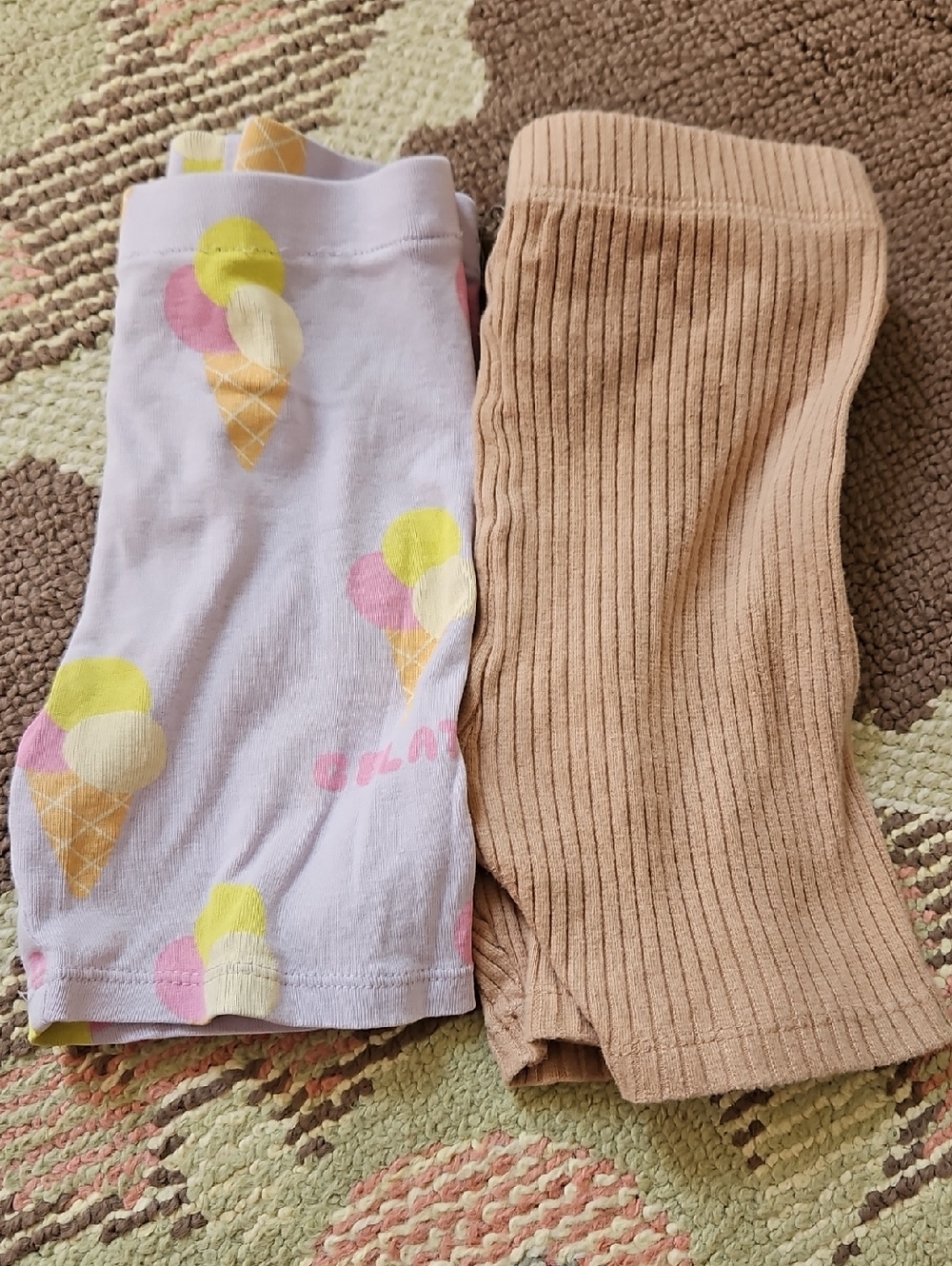 H&M Ice Cream Print  & Tan Ribbed Kids Shorts